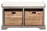 SAFAVIEH Zeitgenössisch Bank aus Holz, Weiß gewaschen, 85 x 40 x 50 cm
