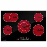 WEHIMO Glaskeramikkochfeld 5 Platten 77cm, Kochfelder 8600W, 9 Stufen, Touch-Bedienung je Zone, Automatische Abschaltung, Glaskeramik Kochfeld für Alle Töpfe und Pfannen Geeignet