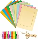 Fotoseil mit 10 Papierrahmen für 10x15 cm Bilder - Buntes Bilderrahmen Set aus Papier mit Klammern für Fotos & Schnur | Modernes Dekorahmen DIY Set | Ideal für Hochzeit & Geburtstag & Jubiläum