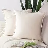 Madizz 2er Set Samt Dekorativ Zierkissenbezüge Luxus Stil Kissenbezug für Sofa für Schlafzimmer Beige 40x40 cm Quadrat