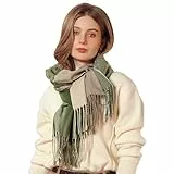 Figarge Karierter Schal für Damen und Herren - Herbst-Winterschal Mit Fransen, Weicher als Kaschmir, Warmer Plaid Schal (65 * 185CM, Grüner)