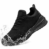 LARNMERN Wasserdicht Schuhe Laufschuhe Herren Sportschuhe Kochschuhe rutschfeste Turnschuhe Fashion Outdoor Casual Schuhe Fitness(Schwarz,46 EU)