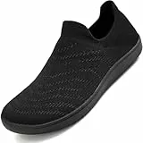 Sixspace Barfußschuhe Damen Herren Knit Minimalistische Barfuss Schuhe Slip On Sneaker Outdoor Trail Running Walking Schuhe, Schwarz 39 EU