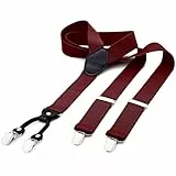 DonDon Hosenträger Herren extra stark bordeaux dunkelrot 3,5 cm Hosenträger Herren breit in Y-Form lang - Starke Clips passend für Anzug Jeans Chinos Vintage Rockabilly Suspenders