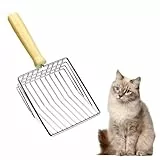 PEGRAUFC Katzenstreuschaufel Metall, Katzenklo Schaufel, Katzenstreu Schaufel Mit Bequemlichkeit Holzgriff, Sand Leckage Abstand 7mm, Litter Box Scoop, Katzenschaufel Für Katzenklo (Modell 1)