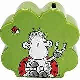 Sheepworld Spardose Motiv Glücksbringer | 3D Dose aus Porzellan in Kleeblattform, Motivdruck, 12,2 cm x 5,6 cm x 11,3 cm | Geschenk zu Weihnachten, Silvester, Adventskalender | 75249