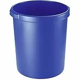 HAN 1834-14, Papierkorb KLASSIK, schick, elegant und praktisch, extra stabil mit Griffmulden, 30 Liter, blau, 1834-14