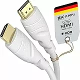 KabelDirekt – 8K & 4K HDMI Kabel – 1m – Entwickelt in Deutschland – Für jedes HDMI-Kabel Setup (10K, 8K@60Hz & 4K@120Hz, High Speed HDMI 2.1 mit Ethernet, Blu-ray, PS5, Xbox Series, Switch, weiß)