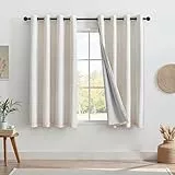 MYSKY HOME Vorhang 100% Blickdicht Gardinen mit Ösen Verdunklungsvorhänge Leinen-Mischung Thermovorhang Kälteschutz Hitzeschutz vorhänge für Wohnzimmer Schlafzimmer 2er Set H 160 x B 140 cm, Leinen