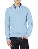 Amazon Essentials Herren V-Ausschnitt Pullover aus Baumwolle, Normale Passform, Light Blue Heather, L