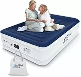 Active Era Luxus Camping Doppel Luftbett mit elekrischer Luftpumpe - Luftmatratze für 2 Personen mit tragbarer Akku Luftpumpe und USB Ladekabel, integriertem Kissen und Tragetasche - 152 x 203 x 56 cm
