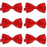 DonDon 6er Set Herren Fliege 12 x 6 cm gebunden und längenverstellbar rot