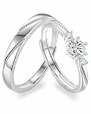 LEEQ freundschaftsringe - Liebe Paar Ring Damen und Herren Verstellbare Ringe für Frauen Paare Freundschaftsringe Verlobungsring(Diamantmodell)