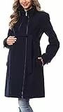 Be Mammy Damen Umstandsmantel Wolle Wintermantel BE20-225 (Marineblau, 34)