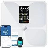 Lepulse Körperfettwaage Lescale F4, Waage mit Körperfett und Muskelmasse, Personenwaage mit Körperfettanalyse, Körperanalysewaage, ultra precision Körperwaage, Großes Display, 22 Körpermaße, Weiß