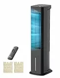 Midea AC100-20ARB(BK) Turmventilator mit Wasserkühlung – 4-in-1 mobiler Luftkühler, Ventilator, Luftbefeuchter & Reiniger mit Fernbedienung, für Schlafzimmer, Home-Office, 5L Tank, Schwarz