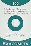 Exacompta 13800B 100er Pack Karteikarten liniert DIN A7 in Kartonschachtel 7,4 x 10,5cm ideal für die Schule und Universität zum Lernen weiß
