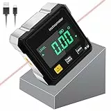 Digitaler Winkelmesser Magnetisch, 4-Seitiger Magnetischer Digitaler Winkelmesser mit Laser IP54 Wasserdicht Digitale Wasserwaage mit mit LCD-Display für Holzarbeiten, Bau, Dekoration, DIY