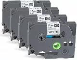 4x Kompatibel Brother TZe-231 Band 12mm (0.47'') Laminated Weiß - Kompatibel mit PT-H100LB/H107B/D400/E100/E200/D210/P300BT/1010/1090/1230PC/1280/D600VP/1000 | Öl-/wasserfest für Küche/Büro/Werkstatt