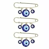 Hztyyier 3Pcs Evil Eye Brosche Pins, Türkei Evil Eye Brosche Pins Lucky Augapfel Hände Broschen Schmuck für Viel Glück