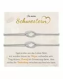 CheersLife 2 Stück Schwester Geschenk,Geschenk Schwester Geburtstag,Geschenke für Schwester,Unbegrenzte Knoten Armband Damen Freundschaft Geschenke - Weihnachten Valentinstag Silber
