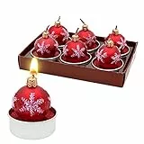 Dekohelden24 6er Set Teelicht Weihnachtskugel - Christbaumkugel in rot, Maße je Teelicht L/B/H: 4 x 4 x 5 cm.