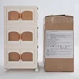Faltbarer Aufbewahrungsbehälter, Aufbewahrungsorganisator mit Rädern, Faltbarer 3-Etagen-Schrank Medium Triple Folding Storage Cabinet 2pcs - Creme
