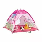 Relaxdays 10022454 Spielzelt für Mädchen, Kinderspielzeit mit Feen-Schloss, Spielhaus für Innen & Außen, HBT 90x118x115 cm, Pink