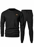 Elegancity Trainingsanzug Herren Set Herren Pullover Sweatshirt und Sporthose Lang 2-Teilige Jogginganzug Sportanzug Herbst Tracksuit,Schwarz XL