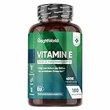 Vitamin E Weichkapseln 400IE - 180 vegane Softgels - Vit E Öl DL Alpha Tocopherylacetat - 6 Monate Vorrat - Vitamin E trägt zum Schutz der Zellen vor oxidativem Stress bei (EFSA) - WeightWorld