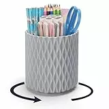 Stifte Organizer,Stilvoller Rhombus-Schreibtisch Organizer mit 360° Drehfunktion,Stiftehalter mit 5 Fächern als Schreibtisch Organizer Kinder für Büro,Schule,Zuhause und Kunstbedarf(Dunkelgrau)