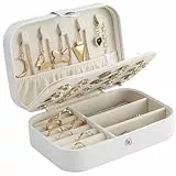 CNMTCCO Schmuckkästchen Reise, Schmuckaufbewahrung Kleine, Schmuckkasten für Halsketten, Ringe, Armbänder, Ohrringe, Schmuck organizer Geschenkidee für Mädchen und Frauen (weiß)