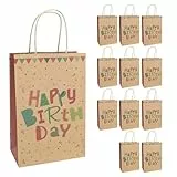 Idena 30396-12 - Geschenktüten Happy Birthday, 12 Stück, Geschenktaschen in der Größe 18 x 10 x 27 cm, Papiertüten zum Geburtstag
