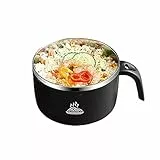 FIYSON Ramen Schüssel,1300mL, instant nudel schüssel, nudelschüssel, ramen instant nudeln bowl Suppenschalen, ramen schüssel set mit deckel, instant nudeln cup, instant nudeln topf (Schwarz, Groß)