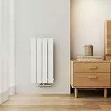 EMKE Design Heizkörper Klein, 600x304 mm Vertikal Flachheizkörper mit Mittelanschluss, Einlagig Weiß Paneelheizkörper Wandheizkörper für Bad, Flur& Wohnzimmer, 210W