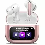 Touchscreen Bluetooth Kopfhörer, 2026 In Ear Kopfhörer Kabellos Bluetooth 5.4 mit ANC+ENC Noise Cancelling Mic, 48Std Spielzeit Tiefer Bass Earbud mit 5 EQ-Modi, IP7 Wasserdicht Ohrhörer Roségold