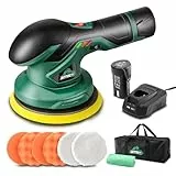 BATOCA Exzenter Poliermaschine Auto Akku 12V Kabellos, 2000mAh, 6-Stufen (2500-5000 OPM), 5mm Orbit, für Oberflächen & leichte Kratzer, inkl. Tasche