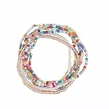 ikasus Böhmische Stretch Perlen Armbänder für Damen Mädchen,Reisperlen Kristallarmband,personifizieren Boho Mehrschichtige Stapelbare Perlen Armbänder Schmuck, Geburtstag Geschenke