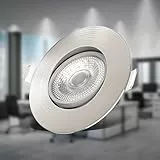 B.K.Licht - 6er Set LED Einbaustrahler 230V schwenkbar, flach, warmweiß, LED Spot, Deckenspots, Spots, Einbauleuchten, Einbauspots, Deckenstrahler, 68mm Lochmass, 90x24 mm, Matt-Nickel