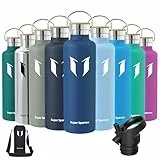 Super Sparrow Trinkflasche Edelstahl -1000ml- Auslaufsicher Thermoskanne, BPA-Frei Wasserflasche - Kohlensäure Thermosflasche für Kinder, Sprudel, Sport, Uni, Schule, Fitness, Outdoor, Camping