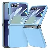 Doeshine Hülle für Samsung Galaxy Z Flip 7 mit Displayschutzfolie, Scharnier-Schutz, Unterstützt Kabelloses Laden, Ultra Dünn, Stoßfest und Griffig Handyhülle, Rundum-Schutz Schutzhülle, Blau