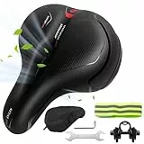 LUZOON Fahrradsattel Gel Ergonomisch Tourensattel Mit Wasserdichte Abdeckung Atmungsaktiver MTB Sattel Für Herren Damen Bequem (Rot, Einheitsgröße)