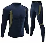 UNIQUEBELLA Thermo unterwäsche Set, Funktionswäsche Herren Skiunterwäsche Winter Suit Ski Thermo-Unterwäsche Thermowäsche Unterhemd + Unterhose