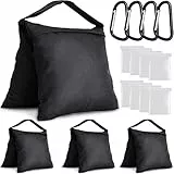 4 Stück Sandsäcke, 59cm*27cm Gewichtssack für Lichtstative Foto- und Videoausrüstung Gewichtssäcke, Maximale Belastung 9kg, Schwarz Sandsack Beschwerung für Reflektoren, Softboxen und Fotostudio