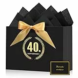 BBLIKE Geschenktüten Set geschenktüte schwarz gold geschenktütchen mit Grußkarten und Sydney Paper geschenktüten mit schleife Geschenkverpackung für Geschenk 40 Geburtstag Jahrestag Feier
