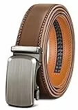 BULLIANT Gürtel Herren, Gürtel Ratsche Ledergürtel Automatikschließe für Herren Anzug Business Kleidung,Breit 35mm,Größe Angepasst(Tawny-110cm/30-36' taille verstellbar)