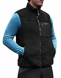 Pioneer Camp Ärmellose Fleeceweste Herren mit Stehkragen, 550g Schweres Fleece, Winddicht & Wärmende Outdoor Weste für Klettern, Wandern, Camping, Reisen, mit Reißverschlusstaschen(Black;L)