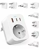 Reiseadapter Weltweites Set, Internationaler Steckdosenadapter mit USB C (PD 20W), 8 Abnehmbare Reisestecker Travel Adapter für Südafrika/JAP/AUS/USA/IT/Swiss/EU/UK (World Adapter+8 Attachment)