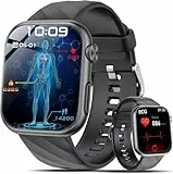 Lgnitek Smartwatch Herren Damen mit EKG+HRV/ΒΙυtｚυcker/Harnsäure/BMI, 1,97'' AMOLED Gesundheitsuhr mit Telefonfunktion, SOS-Notruf, 24H ΒΙυtdrυck/Herzfrequenz/SpO2 Schlafmonitor für Android/iOS