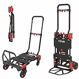 Pallit 2-in-1 Sackkarre klappbar 137 kg Tragkraft Plattformwagen leicht, Robuster Transportwagen für Umzug, Werkstatt & Lager, Stahlrahmen, 360° Reifen Move
